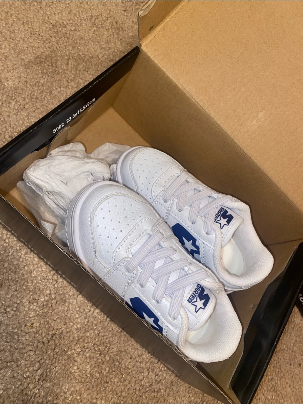 White & Blue Kids Sneakers with Star Accent